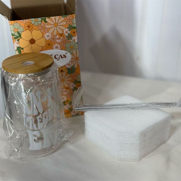 In My Pregnant Era Glass Can Cup w/ Straw – Cute Mom Gift Boxed Tumbler - Picture 2 of 3